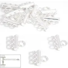 12 Sterling Silver 3 Strand Bead Connectors 8.5 x 8mm