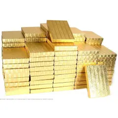 100 Gold Cotton Boxes Necklace Omega Chain Jewelry Gift Displays 7 1/8"