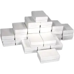 25 White Swirl Cotton Boxes Charm Jewelry Gift Displays 3.25"