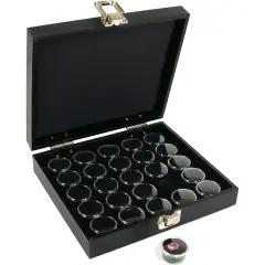 25 Gem Jars Black Display Tray Gemstone Travel Case