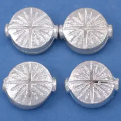 Fluted Star Disc Beads Silver Plated 9.5mm 15g Approx 4