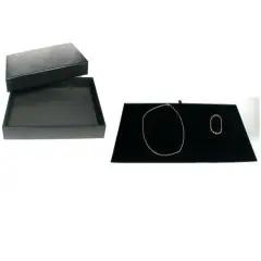 Black Jewelry Display Case (Removable Magnetic Lid) w/ Black Velvet Display Tray