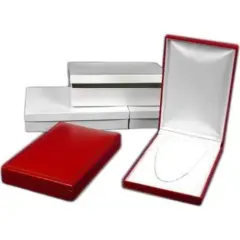 3 Necklace Boxes Red Leather Jewelry Case Gift Display