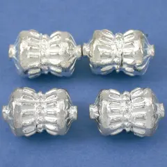 19g Bali Barrel Beads Silver Plated Parts 17mm Approx 3
