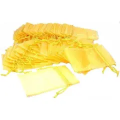 48 Yellow Organza Drawstring Pouches Jewelry Showcase Gift Bags 4x5"