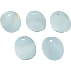 5 Mother of Pearl Oval Pendants Gemstone Beading 18mm