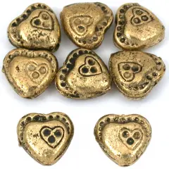 15g Double Heart Beads Antq Gold Plated 10mm Approx 8