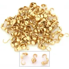 100 Bead Tips Clamshell Gold Plated Bead Stringing Parts