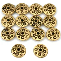15g Fluted Saucer Beads Antq Gold Plated 11mm Approx 14