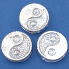 Yin Yang Beads Silver Plated Round Disc 16mm Approx 3