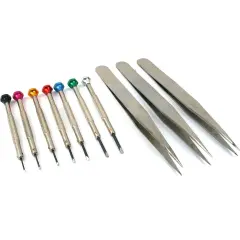 17 Watchmakers Screwdrivers Spare Blades Tweezers Tools