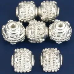 Bali Dot Rope Round Beads Silver Plated 8.5mm Approx 6