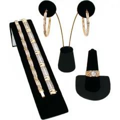Black Velvet Bracelet Earring Jewelry Displays 3 Pc Set