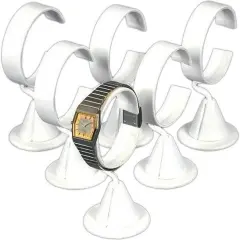 6 Wrist Watch White Leather Jewelry Showcase Display