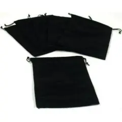 6 Jewelry Travel Gift Bags Pouches Black Velvet Drawstring 5"