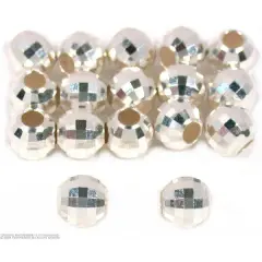 12 Mirror Beads Faceted Sterling Silver Jewelry Part