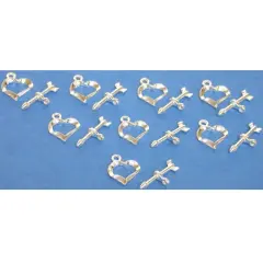 8 Heart Toggle Clasps Sterling Silver Parts