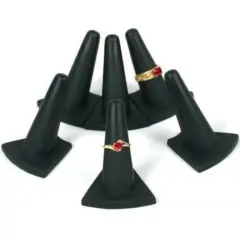 6 Ring Finger Stand Black Rubber Showcase Display Unit