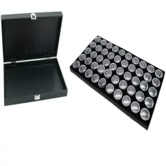 Black Jewelry Display Case (Single metal clasp) w/ Black Foam 50 Gem Jar Insert