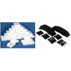 White Cotton Filled Jewelry boxes & Black Flocked Earring Cards Kit 125 Pcs