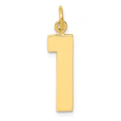 14K Yellow Gold Large Polished Number 1 Charm Pendant