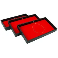 3 Velvet Chain Jewelry Pad Showcase Display Tray