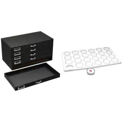 Black FindingKing 5-Drawer Jewelry Storage Case w/ 5 White 24-Gem Jar Inserts