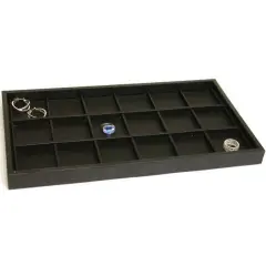 Black Leather Pocket Watch Display Jewelry Travel Tray