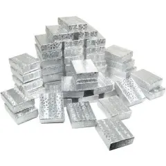 50 Cotton Boxes Silver Pendant Charm Jewelry Displays 2 1/8"