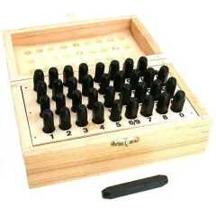 36 Number & Letter Punches In Wood Box 1/4" Workshop Metalworking Hand Tools