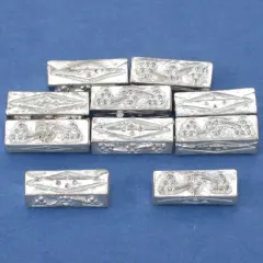 Grapes Rectangle Tube Bead Silver Plt 12.5mm 15g App 15