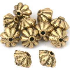 Fluted Saucer Bali Beads Antique Gold Plt 9mm Approx 10