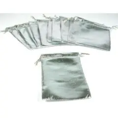 12 Pouches Silver Gift Bags Drawstring Jewelry Favor 4"