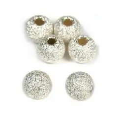 6 Silver Stardust Ball Beads Round Jewelry Parts 3mm