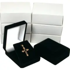 6 Necklace Pendant Gift Boxes Jewelry Displays Black