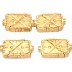 Fluted Rectangle Beads Gold Plate Beading 19mm Approx 4