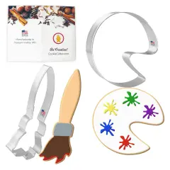 CookieCutter.com Love to Paint 2 Piece Cookie Cutters Set, Artist Palette, Paint Brush, Tin Plate Steel, USA