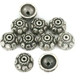 Bali Bead End Caps Antique Silver Plate 9.5mm Approx 10