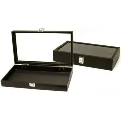 2 Glass Lid Display Box Tray Travel Case Storage Unit