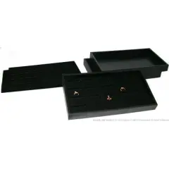 60 Slot Jewelry Display Insert & 4 Black Trays