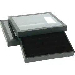 2 36 Slot Black Ring Display & Acrylic Lid Case