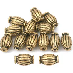 Fluted Tube Bali Beads Antique Gold Plt 9.5mm Approx 14