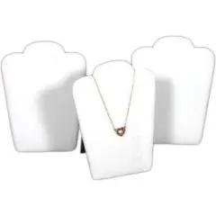 3 Black Velvet Padded Necklace Pendant Display Bust Easels 5.25"