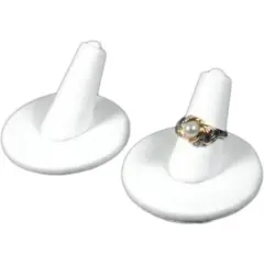 2 Ring Finger Displays White Leather Holders Counter