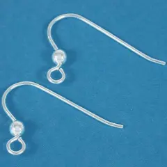 2 Fish Hook Earwires Ball Silver French Ear Wires 21Ga