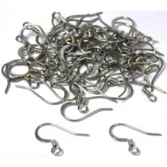 50 Fish Hook Earrings Safety Backs Loop Wire 22 Gauge