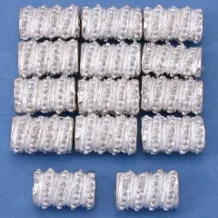 15g Oval Dot Bali Tube Beads Silver Plt 10mm Approx 14