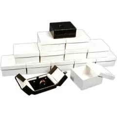 12 Ring Earring Boxes Black White Leather Gift Display