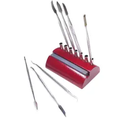 Set of 7 Spatulas and Carvers, With Stand and Sharpening Stone, Item No. 21.0828