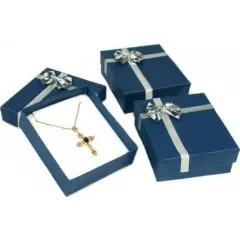 Blue Bow-Tie Jewelry Gift Box Pendant Earrings Showcase Display Kit 12 Pcs